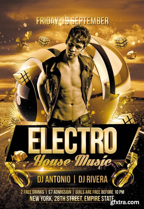 Electro House Music Club Flyer PSD Template