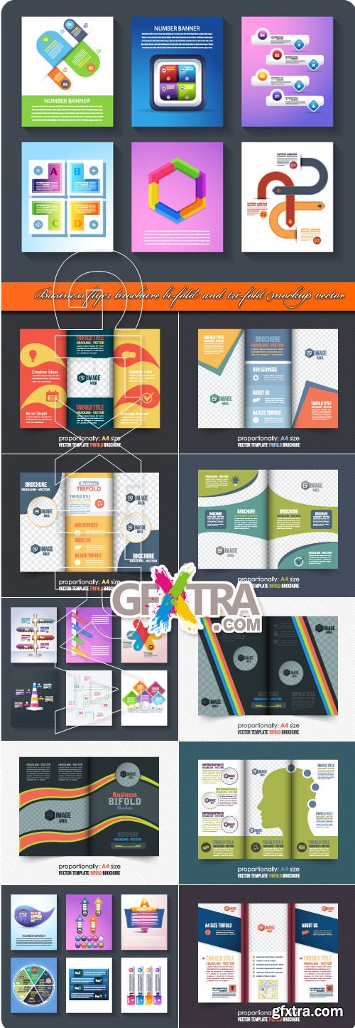 Business flyer brochure bi-fold and tri-fold mockup vector