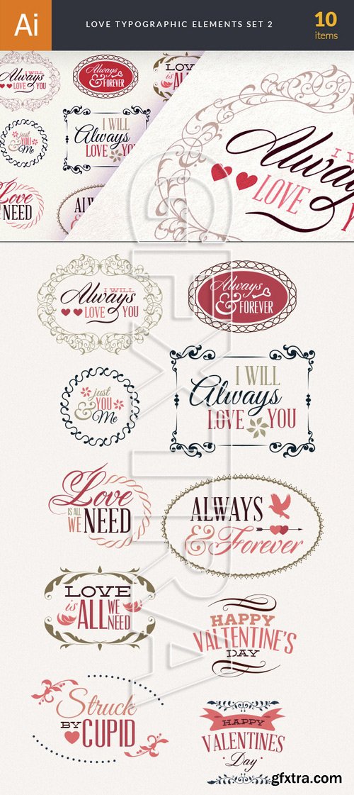 Vector Love Typography Set#1