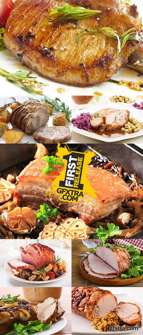 Stock Photo: Roast pork