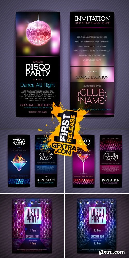 Disco Party Flyers Vector