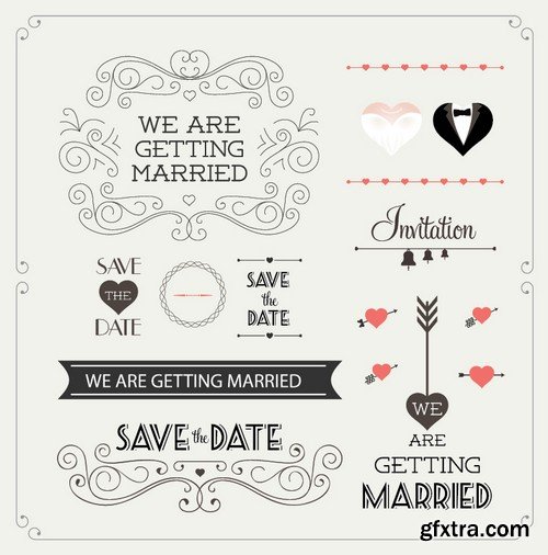 Stock Vectors - Wedding Calligraphic Design Elements, 25xEPS