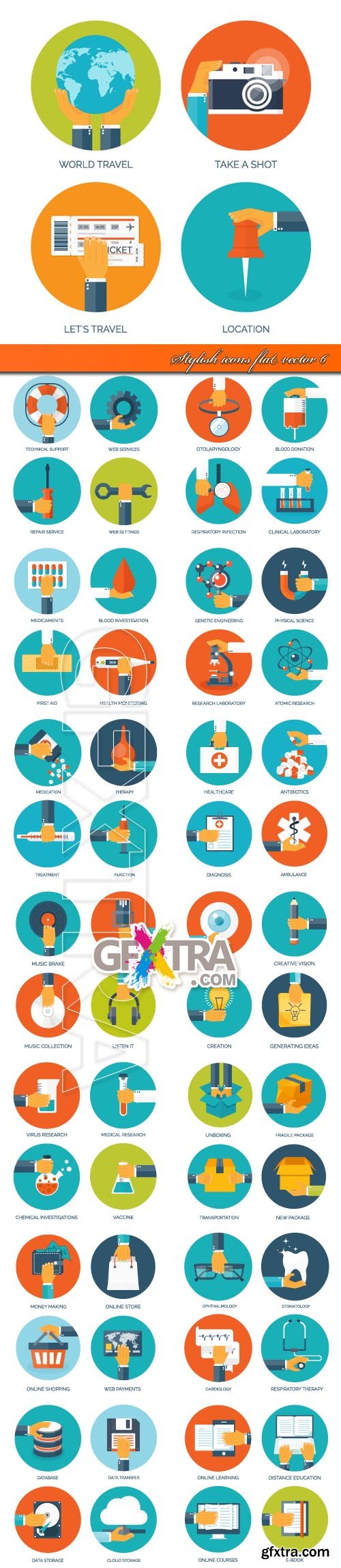 Stylish icons flat vector 6