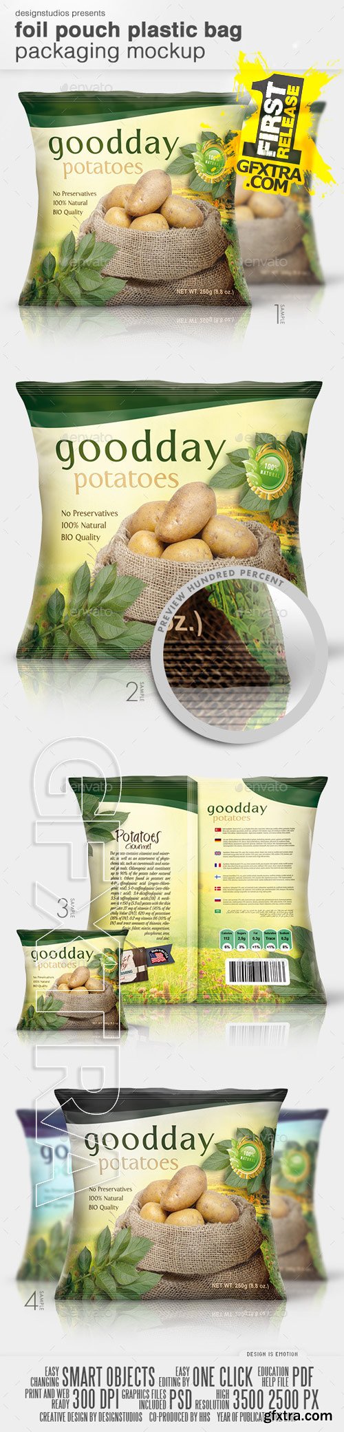 GraphicRiver - Foil Pouch Plastic Bag Packaging Mock-Up 10545171