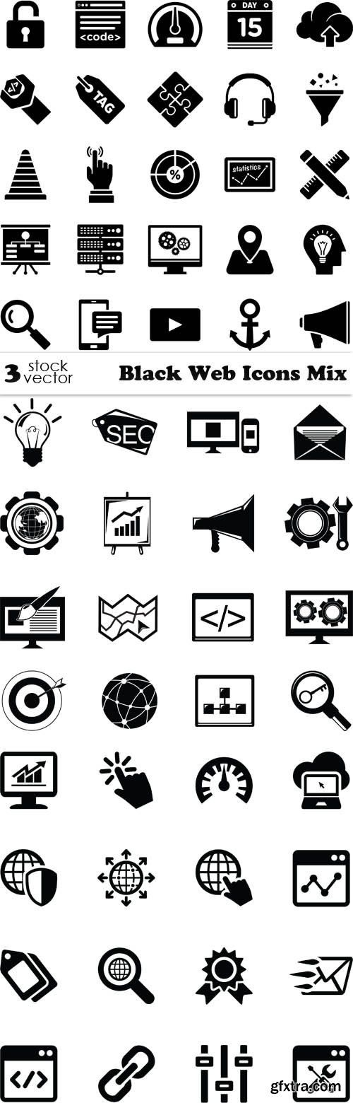 Vectors - Black Web Icons Mix