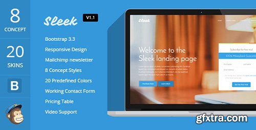 ThemeForest - Sleek v1.1.1 - Responsive Bootstrap 3 Landing Page - FULL