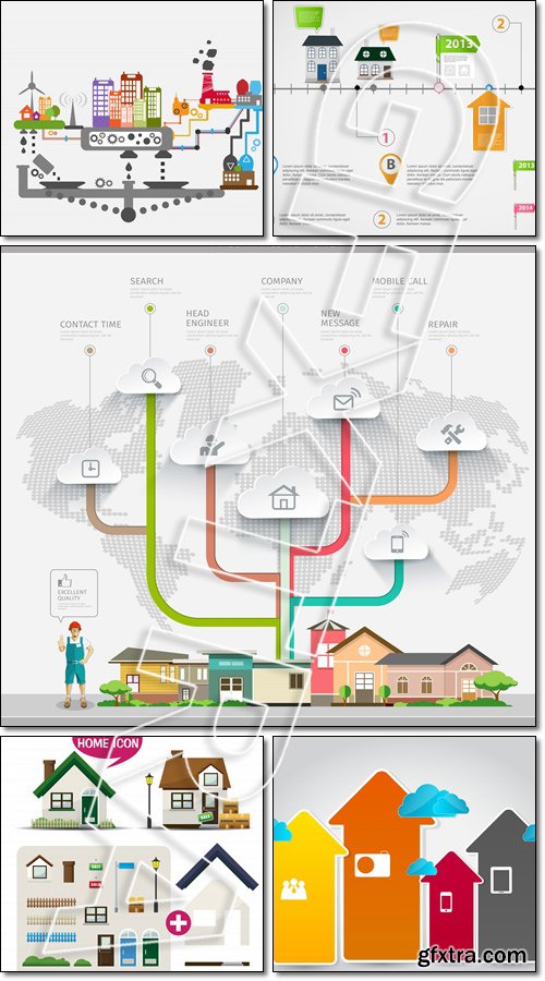 Timeline infographic business template/ Big city life - Vector