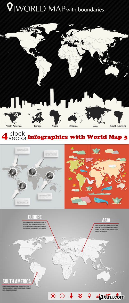 Vectors - Infographics with World Map 3