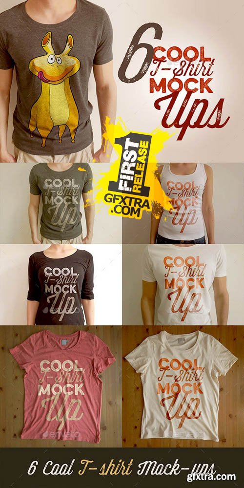 6 Retro/Vintage Style T-shirt Mock-ups - GraphicRiver 10550347