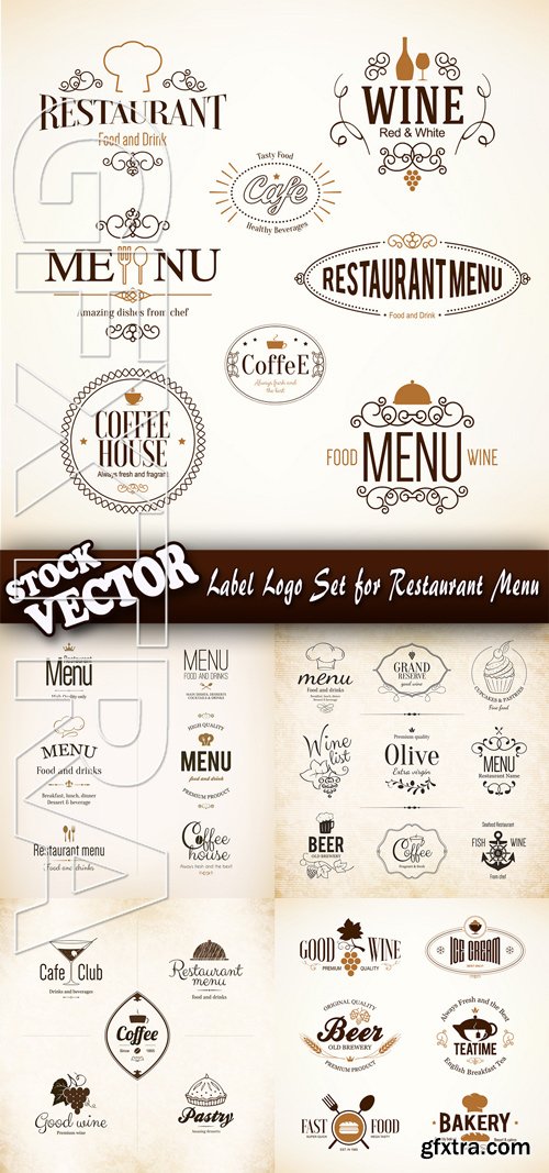 Stock Vector - Label Logo Set for Restaurant Menu