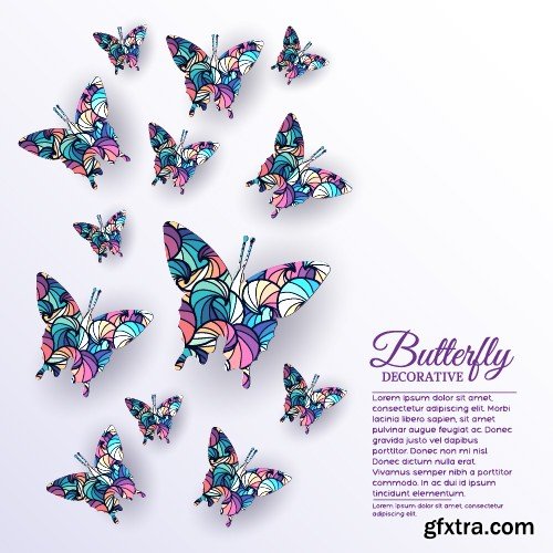 Stock Vectors - Butterfly 5, 25xEPS