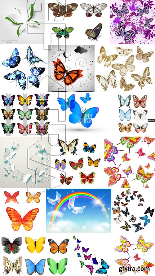 Stock Vectors - Butterfly 5, 25xEPS