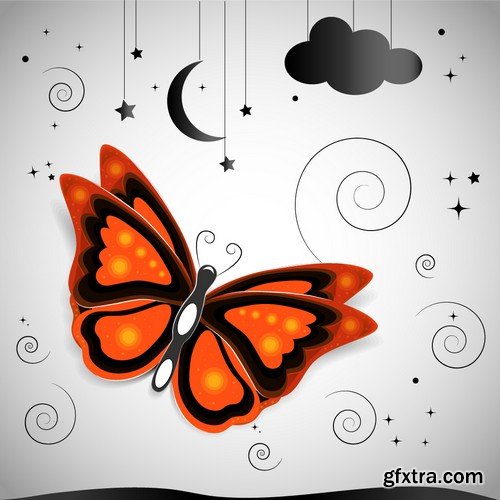 Stock Vectors - Butterfly 5, 25xEPS