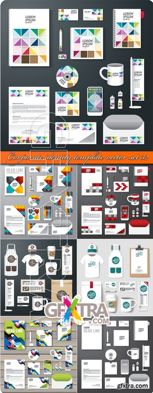 Corporate identity template vector set 32