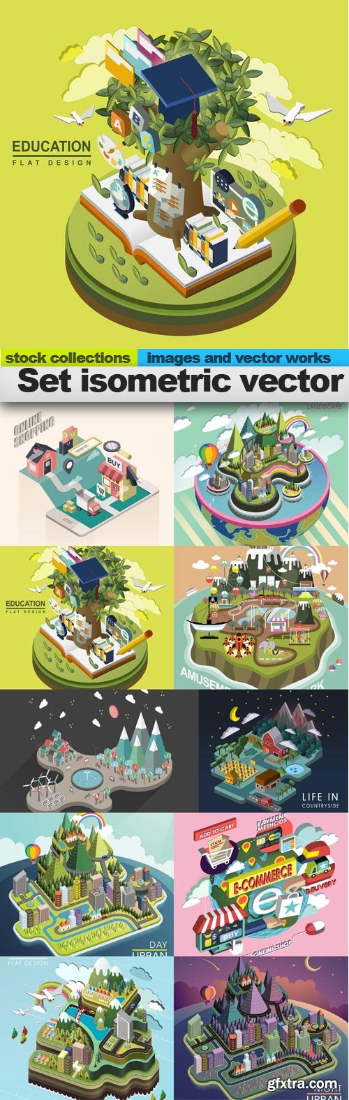 Set isometric vector, 10 x EPS