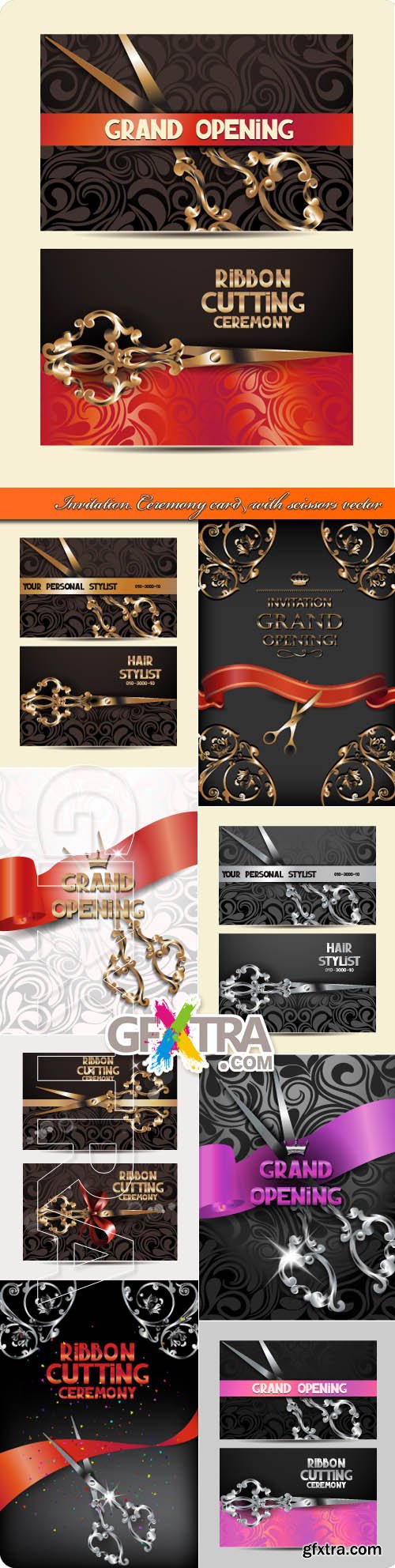 Invitation Ceremony card with scissors vector