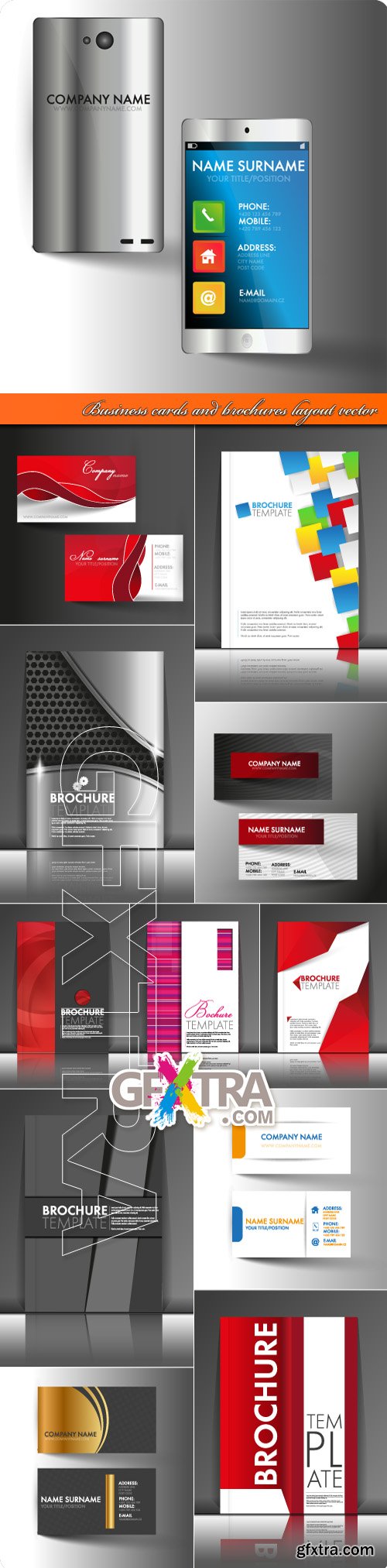 Business cards and brochures layout vector