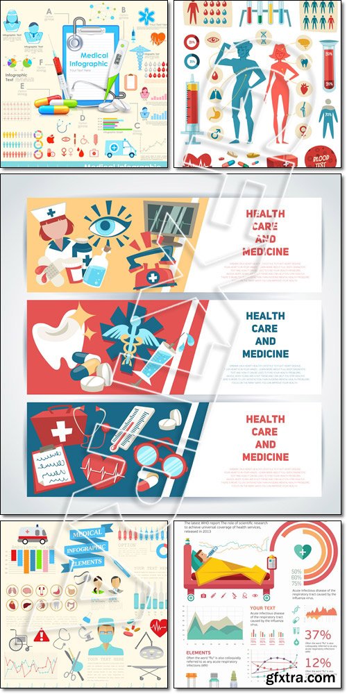 Medical and healthcare infographic, elements for creating infographic - Vector