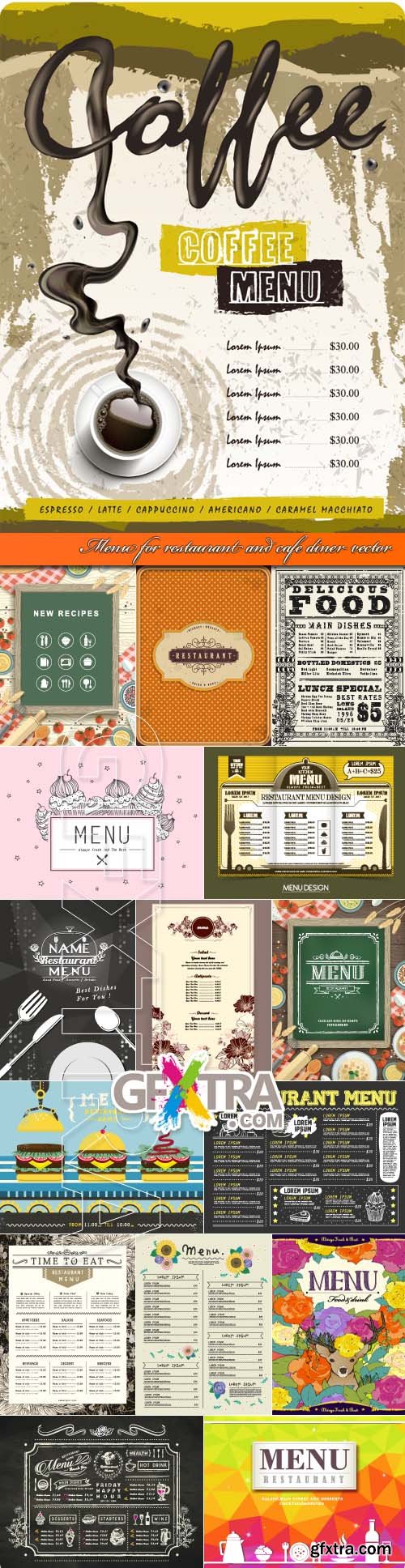 Menu for restaurant and cafe diner vector