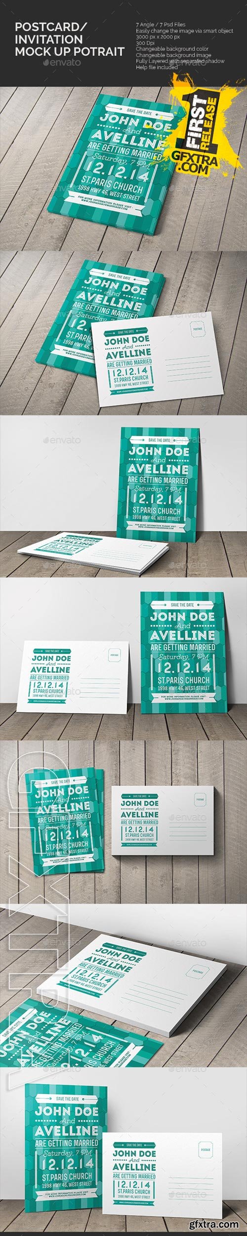 GraphicRiver - Postcard & Invitation Mock-up Potrait 10484650