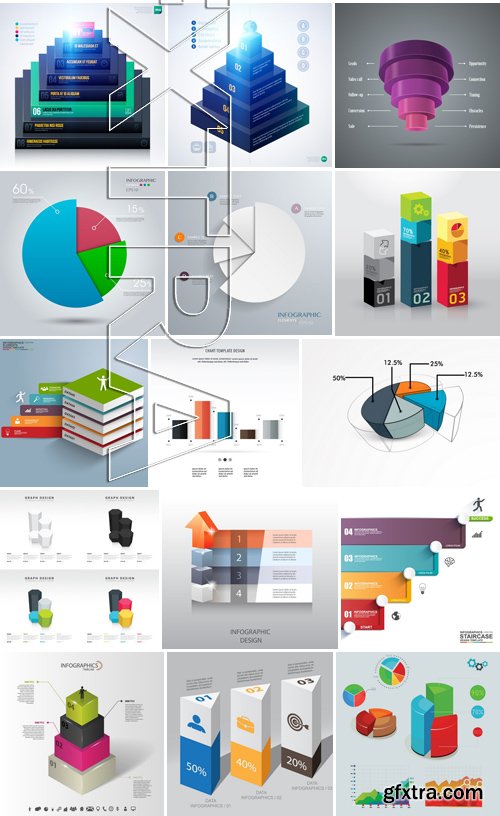 Stock Vectors - 3D Infographic Chart 10, 25xEPS