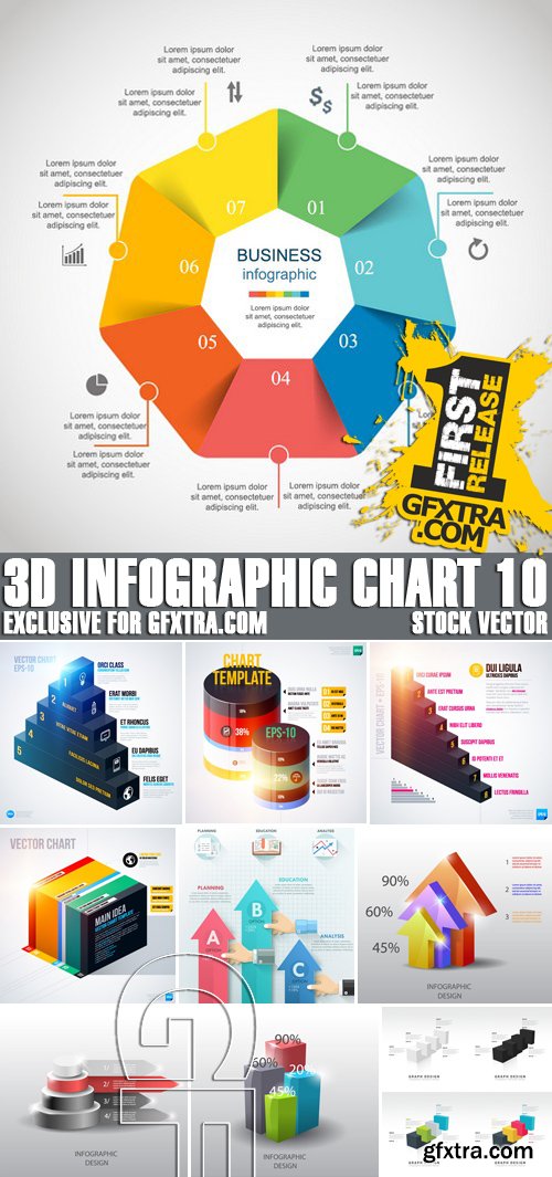 Stock Vectors - 3D Infographic Chart 10, 25xEPS