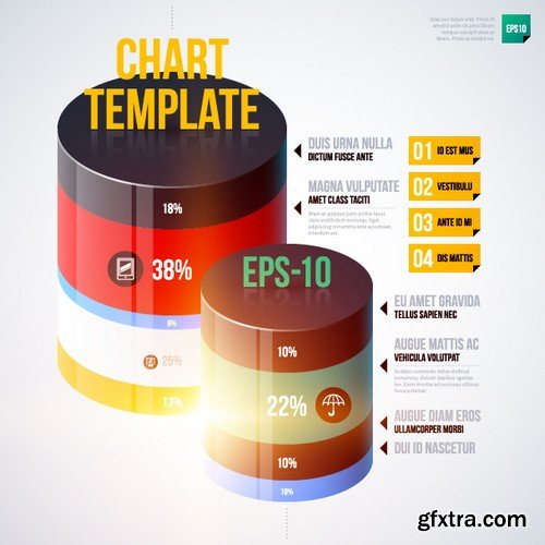 Stock Vectors - 3D Infographic Chart 10, 25xEPS