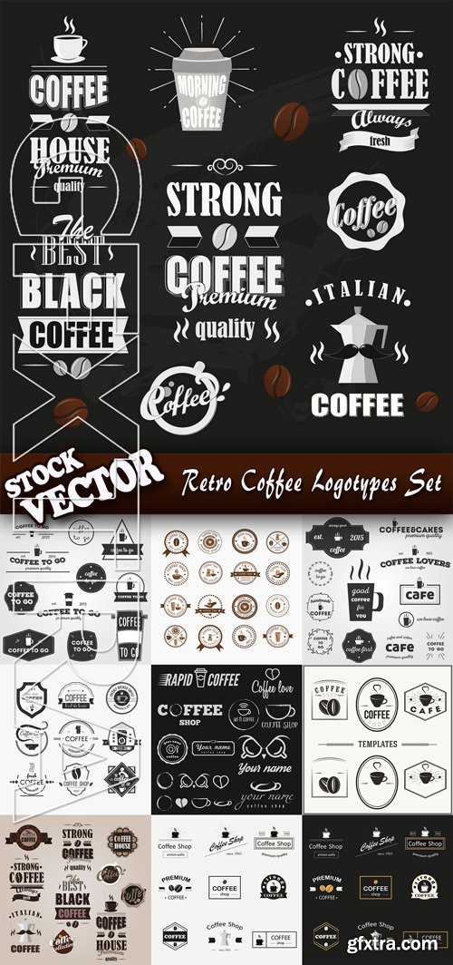 Stock Vector - Retro Coffee Logotypes Set