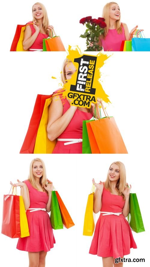 Stock Photos - Young Beautiful Woman with Shopping Bags