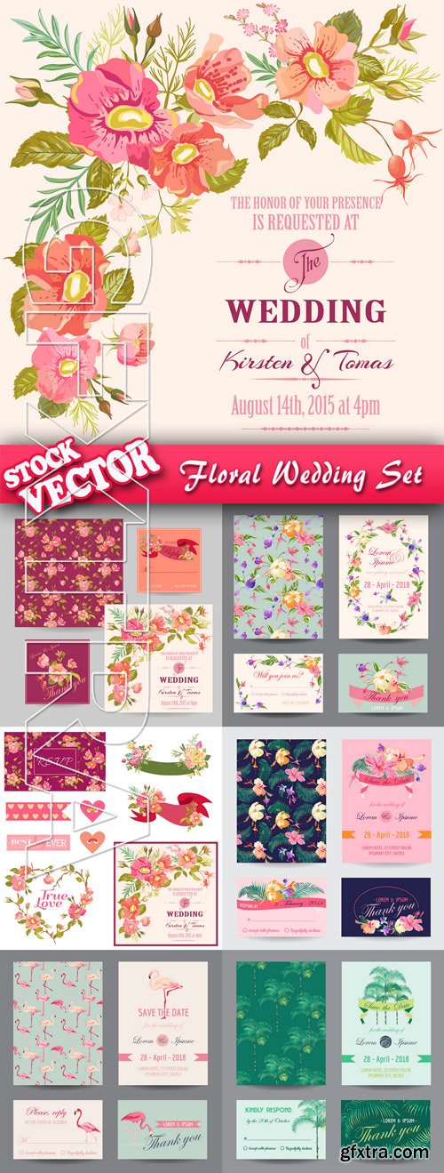 Stock Vector - Floral Wedding Set