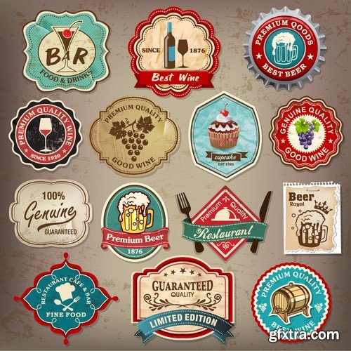 Collection of vector labels and stickers - 25x EPS