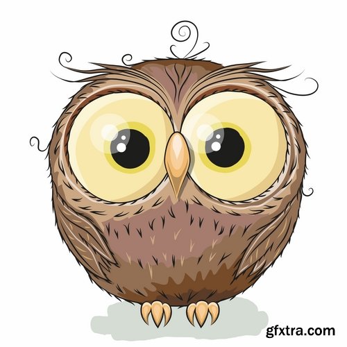 Set of funny vector owls from stock - 25 Eps