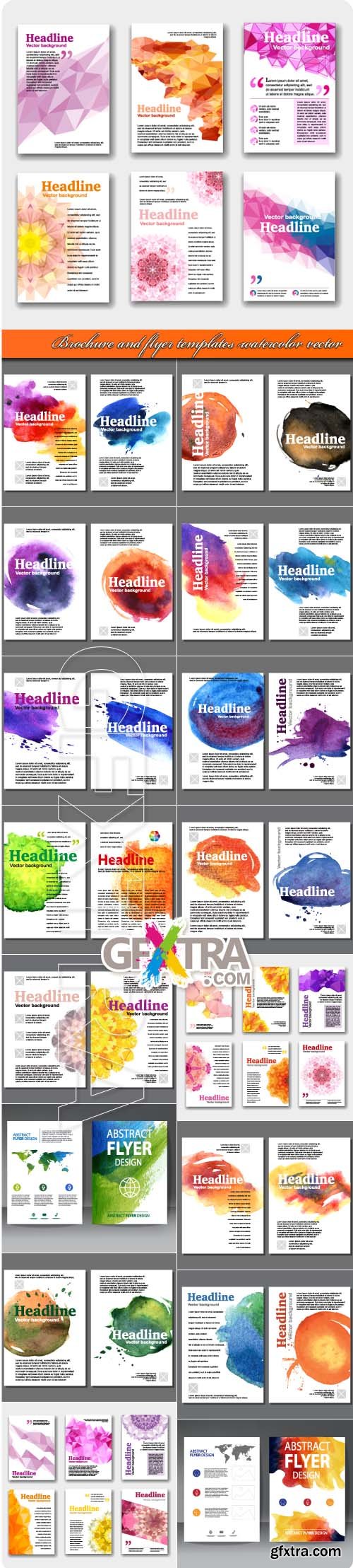 Brochure and flyer templates watercolor vector