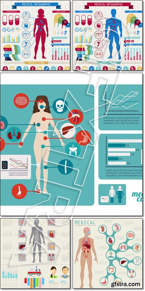 Medical infographic elements collection - Vector