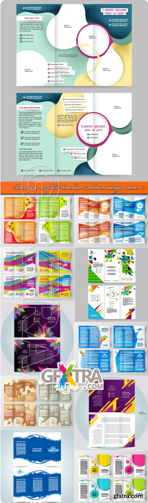Business tri-fold brochure modern design vector 2