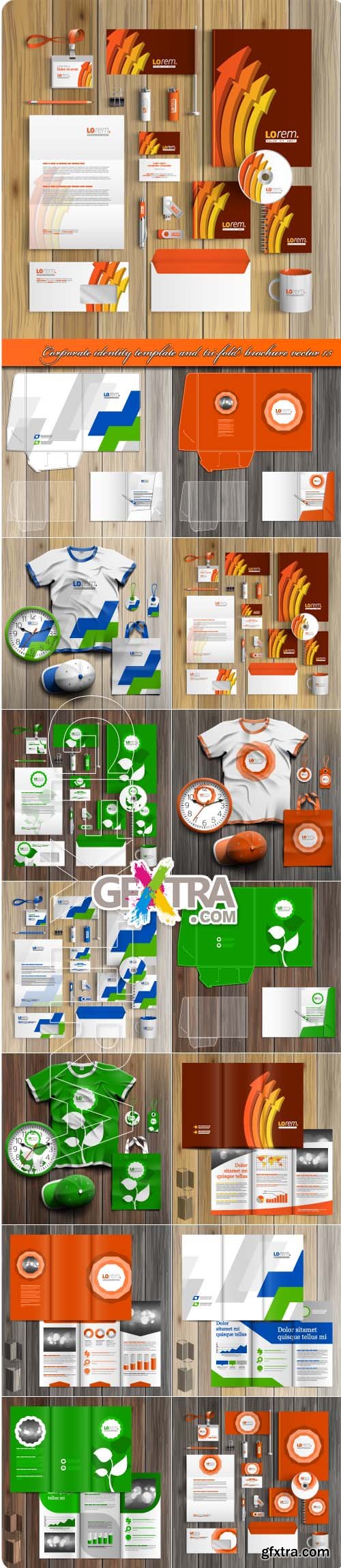 Corporate identity template and tri-fold brochure vector 15