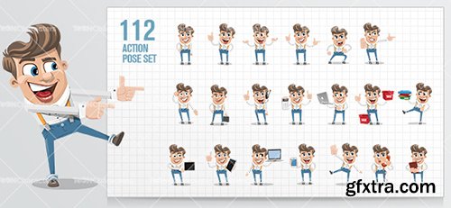 Cheerful Guy Cartoon Character Ultimate Set