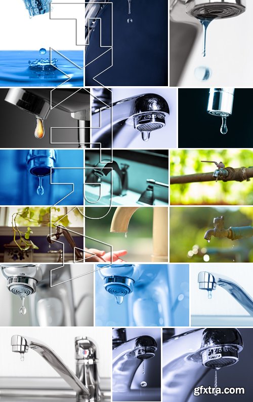 Stock Photos - Water dripping from faucet, 25xJPG