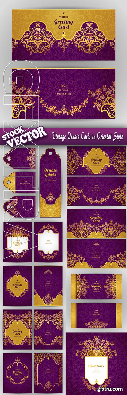 Stock Vector - Vintage Ornate Cards in Oriental Style