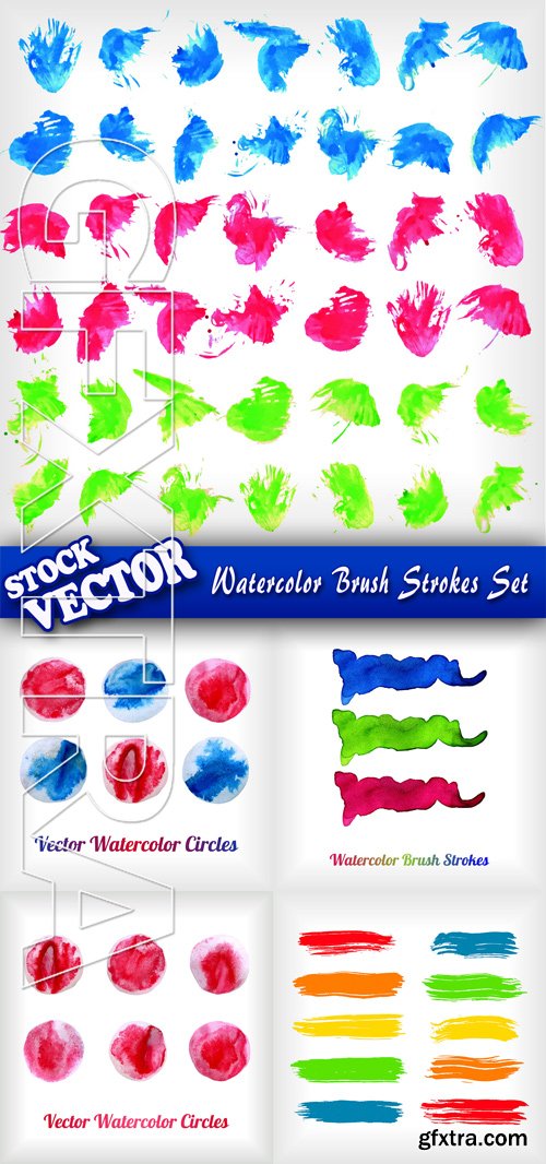 Stock Vector - Watercolor Brush Strokes Set