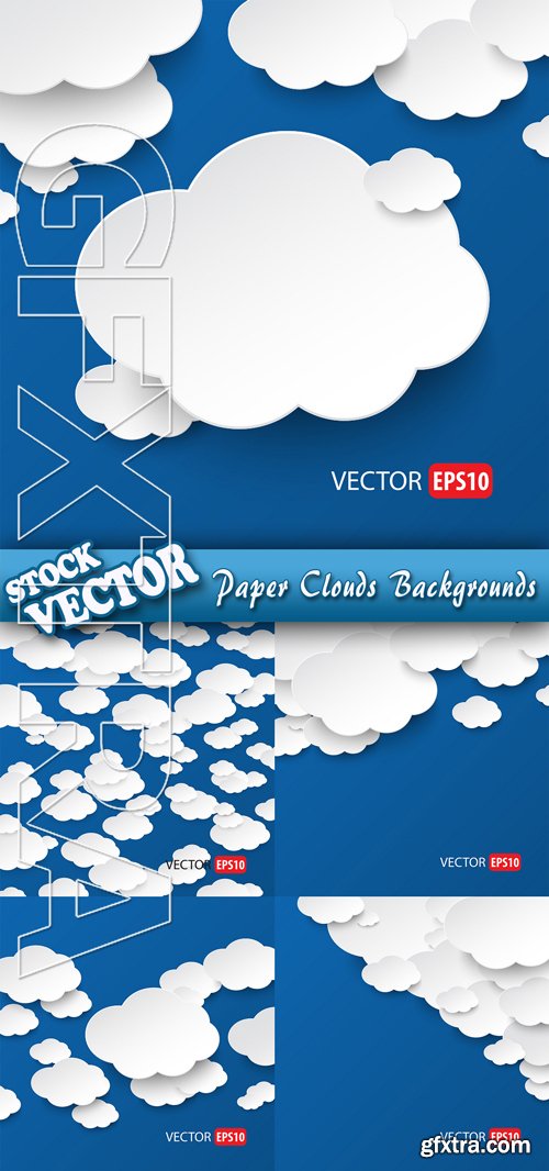 Stock Vector - Paper Clouds Backgrounds