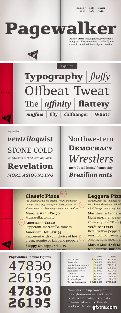 Pagewalker Font Family - 6 Fonts $140