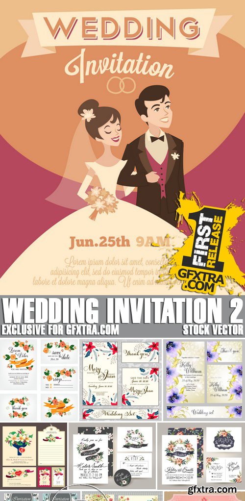 Stock Vectors - Wedding Invitation 2, 25xEPS