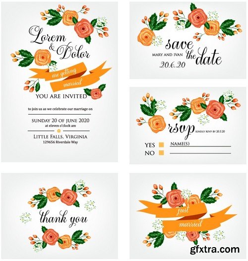 Stock Vectors - Wedding Invitation 2, 25xEPS