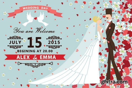 Stock Vectors - Wedding Invitation 2, 25xEPS