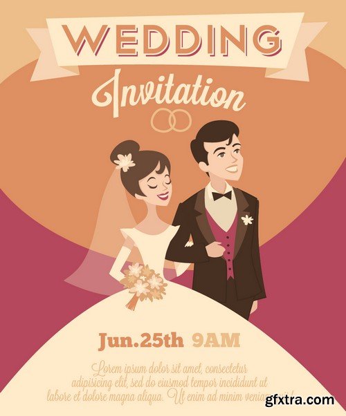 Stock Vectors - Wedding Invitation 2, 25xEPS