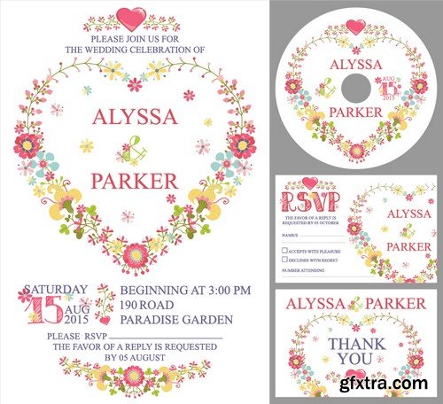 Stock Vectors - Wedding Invitation 2, 25xEPS