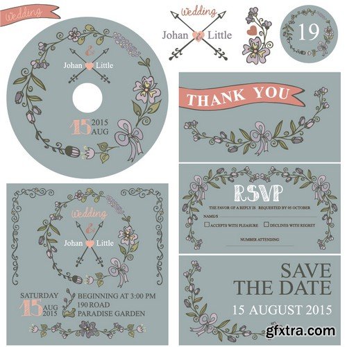 Stock Vectors - Wedding Invitation 2, 25xEPS