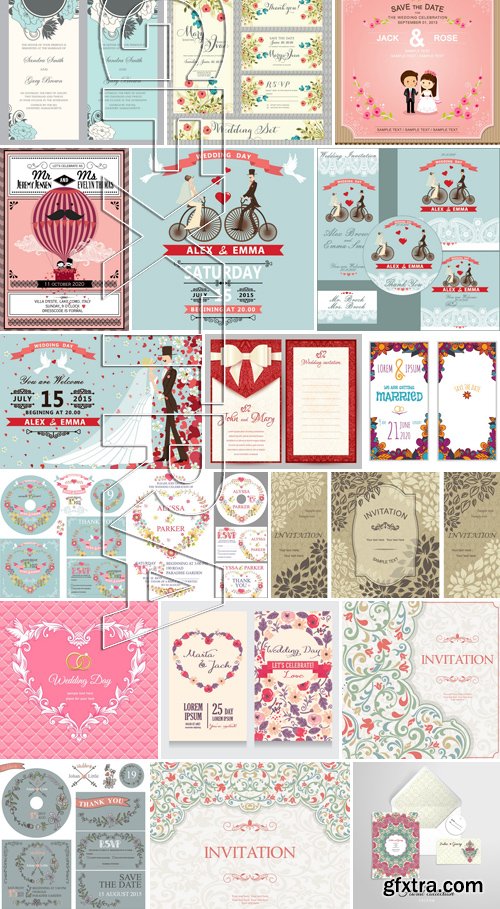 Stock Vectors - Wedding Invitation 2, 25xEPS