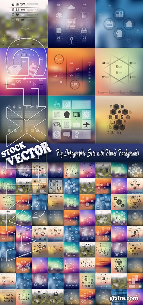 Stock Vector - Big Infographic Sets with Blured Backgrounds